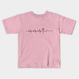 Heartbeat Heart Monitor - Flatline - Myocarditis Awareness - Red Syringe Kids T-Shirt